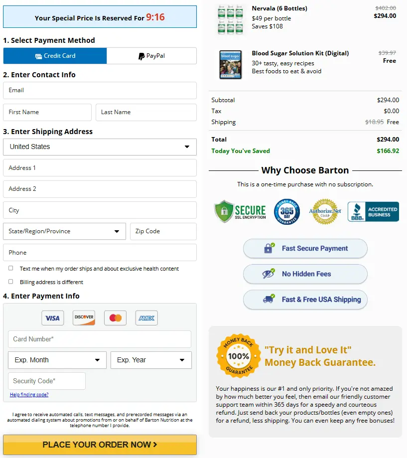 Nervala Purchase Page